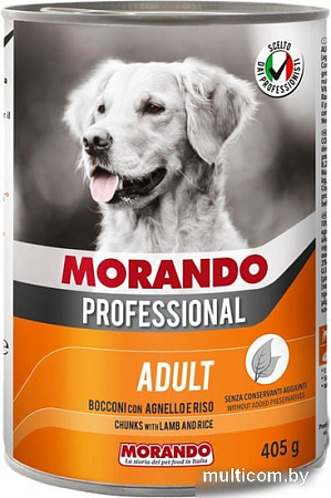 Консервированный корм для собак Morando Professional Adult крупные кусочки с ягненком и рисом 405 г