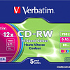 CD-RW диск Verbatim Colour 700Mb 12x 43167 (SlimCase, 5 шт.)