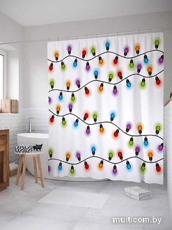 Шторка-занавеска для ванны JoyArty Новогодние гирлянды sc_37056