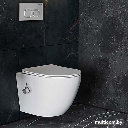 Унитаз подвесной Roxen Antares Bidet в комплекте с инсталляцией StounFix Slim 6 в 1 947524 (кнопка: хром матовый)