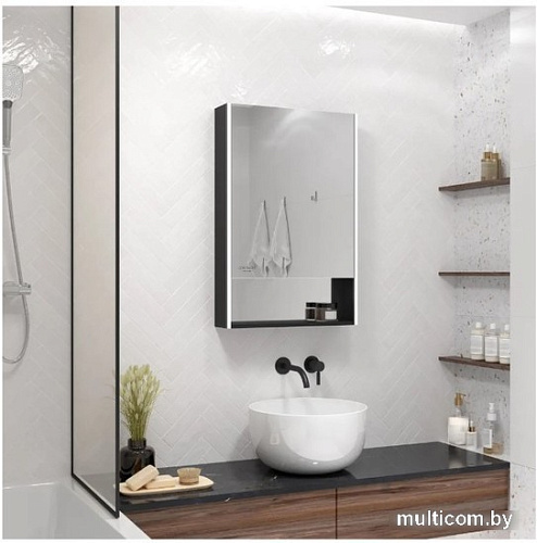 Континент Шкаф с зеркалом Filit Led 60x80 (правый, черный)