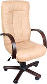 Кресло Деловая обстановка Атлант Экстра (орех, желто-бежевый, кожа люкс)