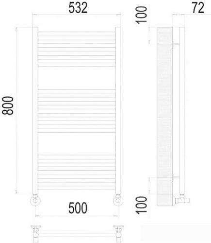 Полотенцесушитель TERMINUS Аврора П16 500x800 нп