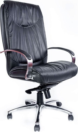 Офисное кресло Деловая обстановка Шеф Хром XH кожа (черный)