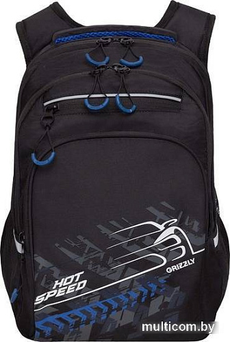 Школьный рюкзак Grizzly RB-350-3 (черный/синий)