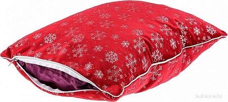 Декоративная подушка Домашняя Мода Новогодний принт (50х35, бордо)