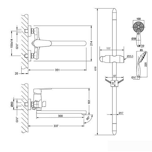 Душевой гарнитур Lemark Point LM0379C