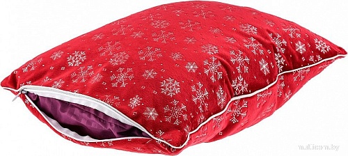 Декоративная подушка Домашняя Мода Новогодний принт (50х35, бордо)