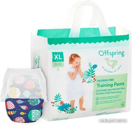 Трусики-подгузники Offspring XL 12-20кг Рыбки (30 шт)