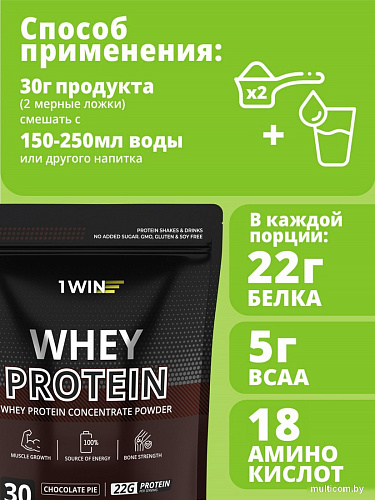 Протеин сывороточный (изолят) 1WIN Whey Protein (шоколадный пирог, 900г)