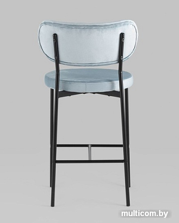 Стул Stool Group Барбара полубарный (велюр серо-голубой/черный)