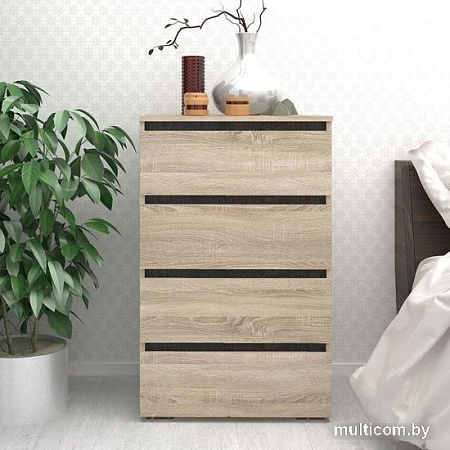 Комод Кортекс-мебель Бари 60 4ш (дуб сонома/дуб сонома/береза)