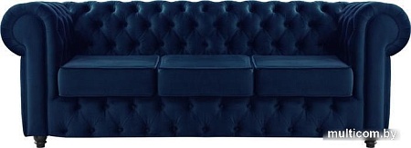 Диван Brioli Честерфилд трехместный (микровелюр, В69 синий)