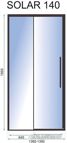 Душевая дверь Rea Solar 140 (черный/прозрачное стекло)