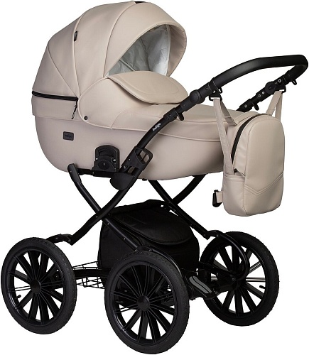 Универсальная коляска Indigo Mio ECO Plus 14" (2 в 1, 02/светло-бежевая кожа)