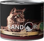 Консервированный корм для кошек Landor Adult Turkey and Duck 200 г