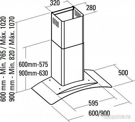 Кухонная вытяжка CATA C Glass H 600 (02005201)