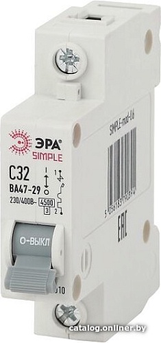 Выключатель автоматический ЭРА Simple-Mod-06 ВА47-29 1P 32А 4.5кА C Б0039223