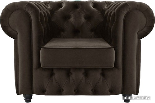 Интерьерное кресло Brioli Честерфилд (велюр, B74 коричневый/темные ножки)