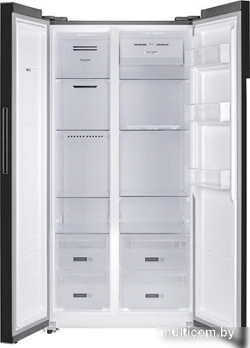 Холодильник side by side Weissgauff WSBS 600 NoFrost Inverter Dark Grey Glass