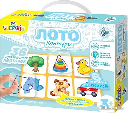 Развивающая игра Десятое королевство 10KOR Plastic Лото Контуры 04006