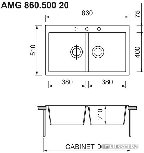 Кухонная мойка Longran Amanda AMG 860.500 20 (lava/40)