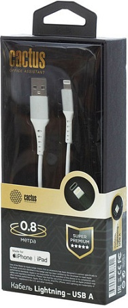 Кабель CACTUS USB Type-A - Lightning CS-LG.USB.A-0.8 (0.8 м, белый)