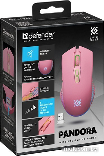 Игровая мышь Defender Pandora GM-502 (розовый)