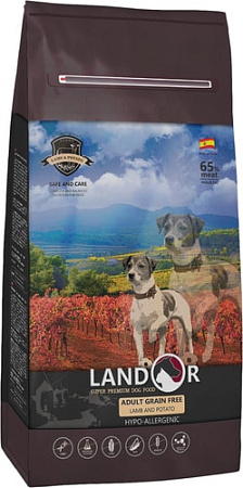 Сухой корм для собак Landor Adult Grain Free Lamb with Potato 15 кг