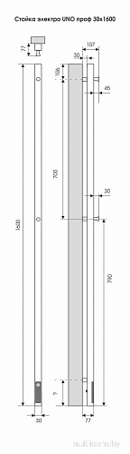 Полотенцесушитель TERMINUS Стойка Uno Проф 160 (белый)
