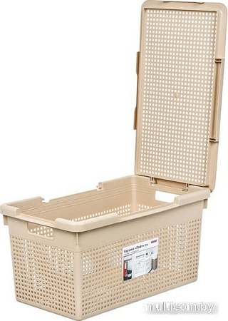Коробка для хранения Violet Лофт с крышкой 562120 21 л (латте)