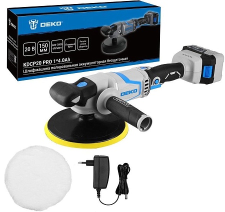 Полировальная машина Deko KDCP20 PRO 081-1028 (с 1-им АКБ)