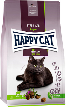 Сухой корм для кошек Happy Cat Sterilised Weide-Lamm Пастбищный ягненок 4 кг
