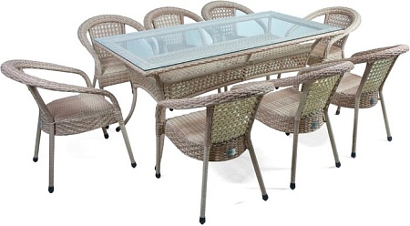 Обеденная группа Aiko Rattan Deco 8 (бежевый)