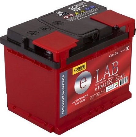 Автомобильный аккумулятор E-Lab 6СТ- 62R (62 А·ч)