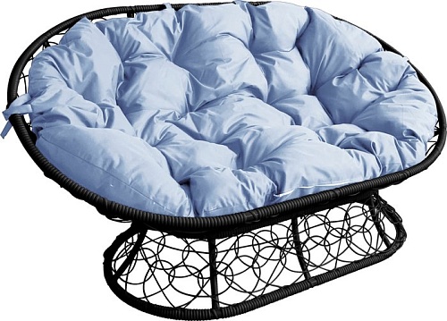 Садовый диван M-Group Мамасан 12110409 (черный ротанг/серая подушка)