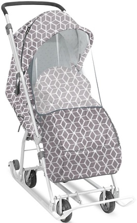 Санки-коляска Nika Наши детки 3-1К (с ромбиками серый)