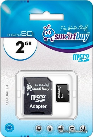 Карта памяти Smart Buy microSD 2 Гб + SD адаптер (SB2GBSD-01)