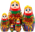 Развивающая игра Брестская Матрешка С русскими мотивами и ветвями рябины (набор 5 шт)