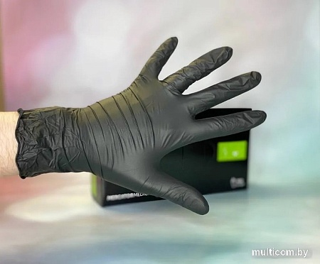 Нитриловые перчатки Mercator Nitrylex PF текстурированные нестерильные неопудренные (S, черный)