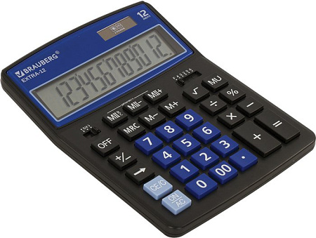 Бухгалтерский калькулятор BRAUBERG Extra 12-BKBU 250472 (черный/синий)