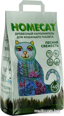 Наполнитель для туалета Homecat Древесный Лесная свежесть 68018 (40 л)