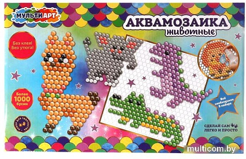 Набор для создания поделок/игрушек MultiArt Аквамозаика Животные ABMA1200-1