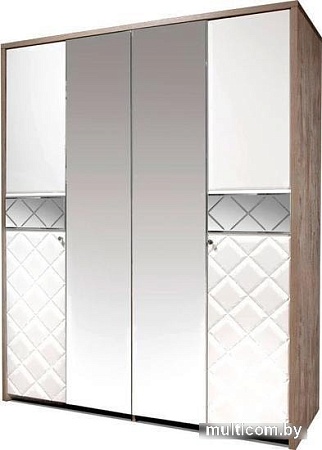 Шкаф распашной КМК Мебель Кристал 4Д (дуб юккон/белый жемчуг)