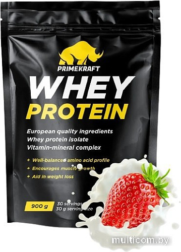 Протеин Prime Kraft Whey Protein с витаминами и минералами (900г, клубничный йогурт)