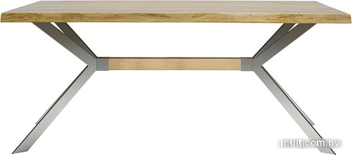 Кухонный стол Buro7 Арно 180 (с обзолом, дуб натуральный/серебро)