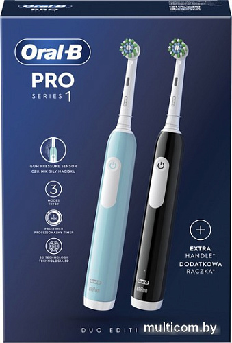 Комплект зубных щеток Oral-B Pro Series 1 D305.523.3H (2 шт, черный/бирюзовый)