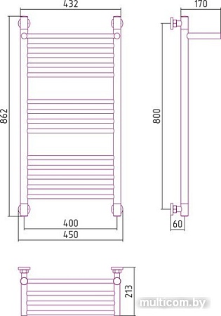 Полотенцесушитель Сунержа Богема с полкой+ 800x400 00-0223-8040