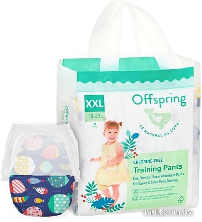 Трусики-подгузники Offspring XXL 15-23кг Рыбки (24 шт)