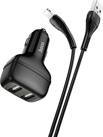 Автомобильное зарядное Hoco Z36 Lightning (черный)